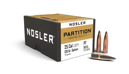 Střela Nosler Partition .25 cal, dia .257, 120grs (7,8g). SKU: 35643